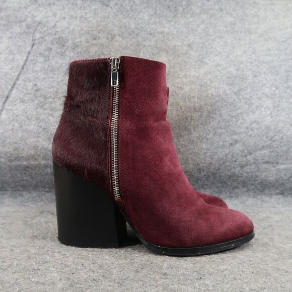 Steve Madden Shoes Womens 7 Booties Leather Cow Hair Fur Tstudio Block Heel Zip - Picture 2 of 16